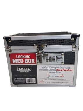 Vaultz Locking Med Box 5.25 in x 7 in x 5 in Combination Lock Black
